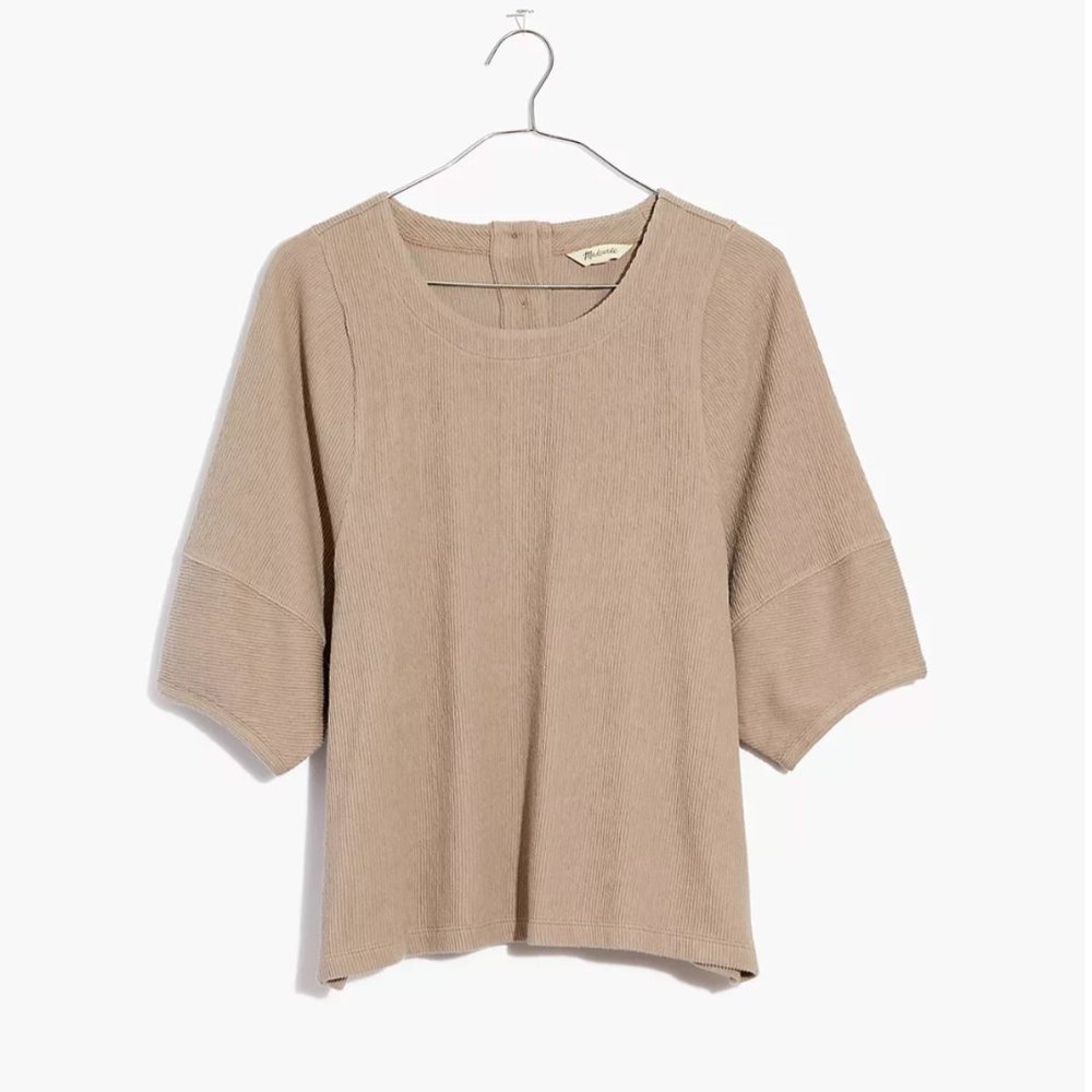 MADEWELL Ottoman Jacquard Button-Back Top